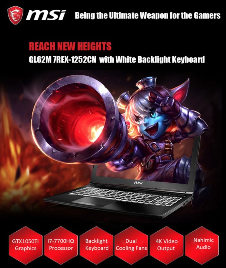Oferta! Ultra portatil MSI GL62M I7-7700HQ 1TB HD + SSD GTX 1050 ti 4GB por 616€