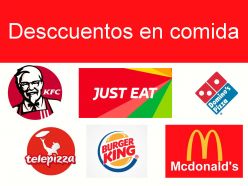 Descuentos en Just Eat, Mcdonalds, Burger king, Telepizza, KFC , Domino´s etc..