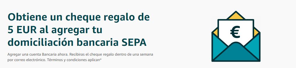 5 euros GRATIS! en Amazon al añadir tu cuenta bancaria SEPA