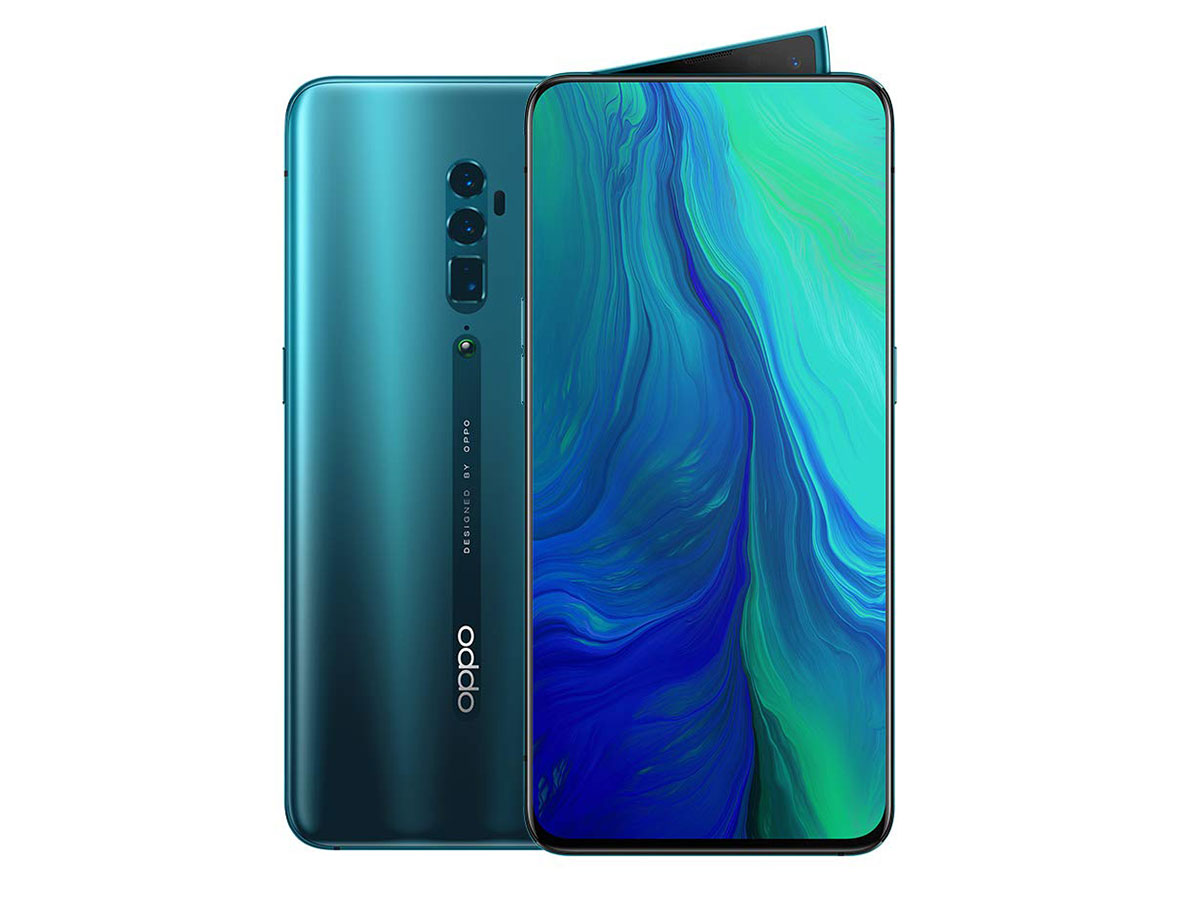  A green Oppo Reno10 Pro 5G smartphone with a large screen and triple camera system.