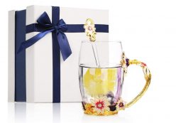 OFETITA AMAZON! Taza de Té de Cristal de Flores con Cuchara a 8,9€