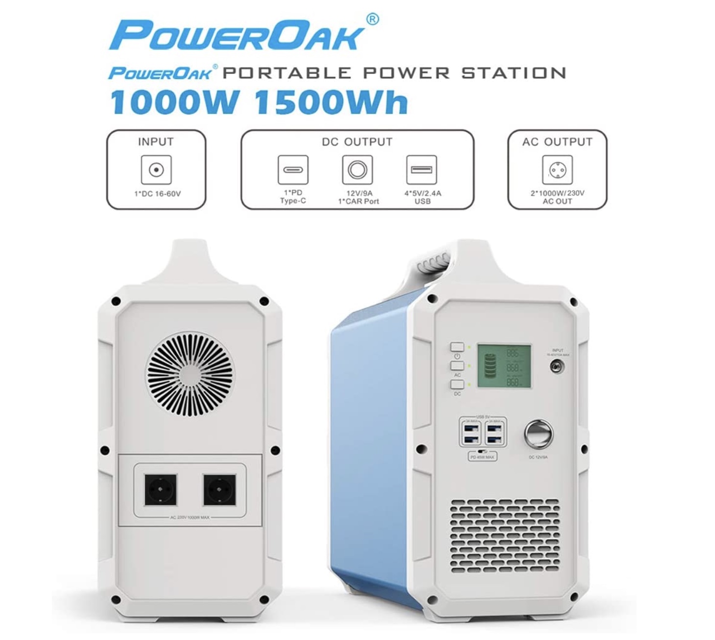 Generador solar portatil con inversor 1000W PowerOak Bluetti EB150
