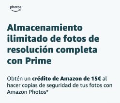15€ Gratis en Amazon por hacer copia de seguridad en Amazon Photos