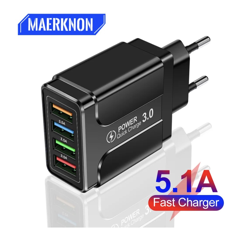 Cargador de enchufe con 4 puertos USB