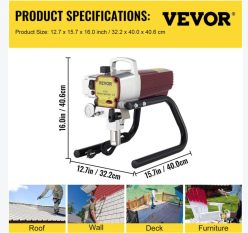 Preciazo! VEVOR Pulverizador de Pintura Alta Presión 1800W a 211€