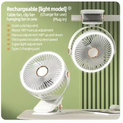BARATO! Ventilador de escritorio con luz LED recargable a 3,2€