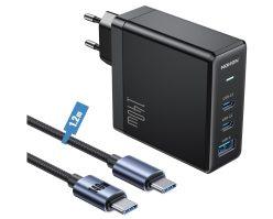 OFERTA AMAZON! Cargador NOHON 140W 3 puertos GaN QC 3.0 a 29,6€