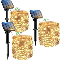 Chollo Amazon! Pack 3 x Guirnalda de luces con panel solar 12M a 8,4€