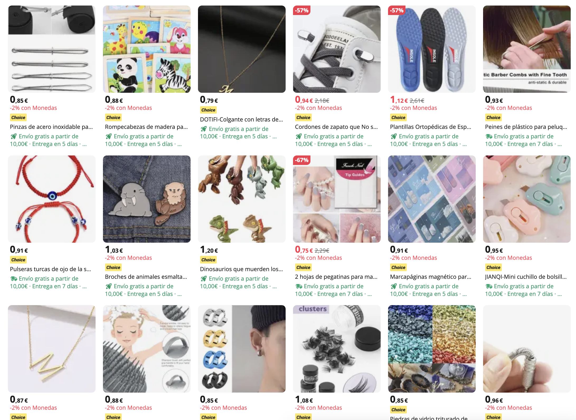 Producots menos de 1€ AliExpress