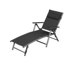 BUEN PRECIO! Tumbona de aluminio con reposabrazos plateado gris Houston a 34,9€