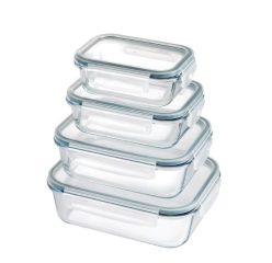 CUPÓN! Set de 4 Fiambreras de Cristal rectangulares a 13,3€