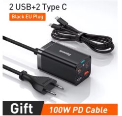 OFERTA! Cargador Baseus 65W/100W GaN 6 USB C a 16,6€
