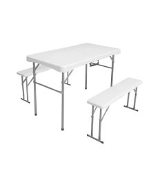 BUEN PRECIO! Set Picnic Mesa Plegable + 2 Bancos 113x62x71cm a 53,9€