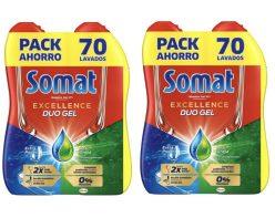 BUEN PRECIO! 2x 70 lavados Detergente lavavajillas Somat Excellence Gel a 15,7€