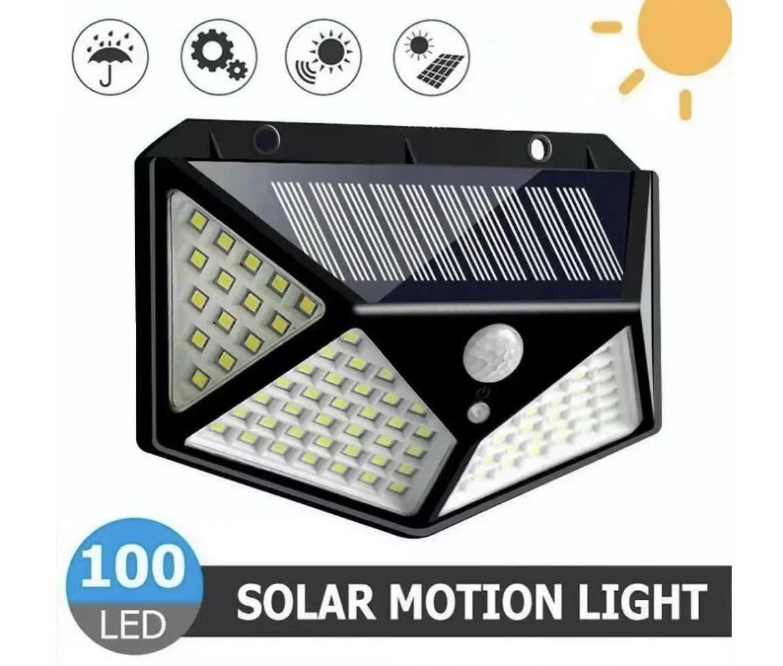 Lámpara Solar 100 LED y sensor movimiento
