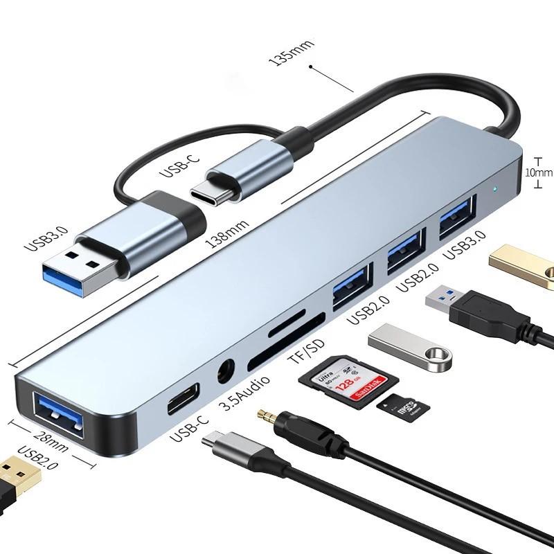 HUB USB Multiconexión 8 en 2