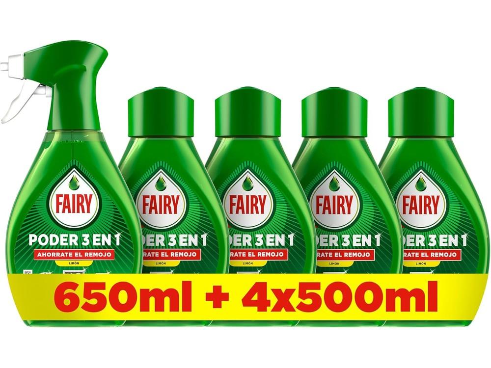 Fairy Poder Sin Remojo Limón Spray 650 ml + 4 Recambios 500 ml