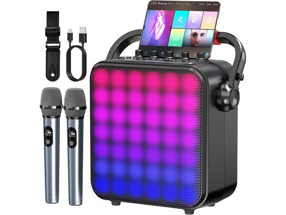 Karaoke con 2 micrófonos inalámbricos