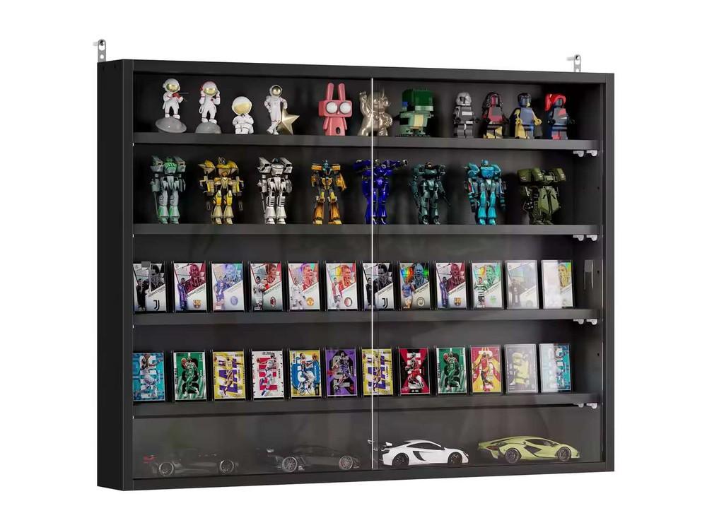 HOMCOM vitrina de pared con estantes ajustables y 2 puertas