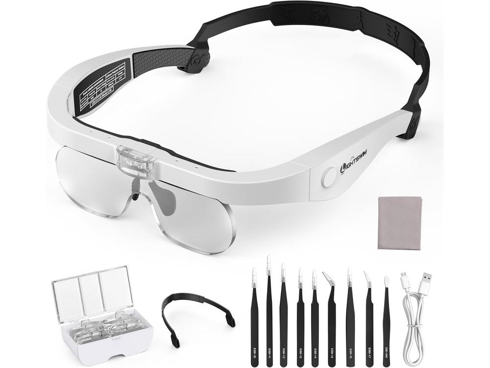 Lupa de cabeza LED recargable con 4 lentes desmontables