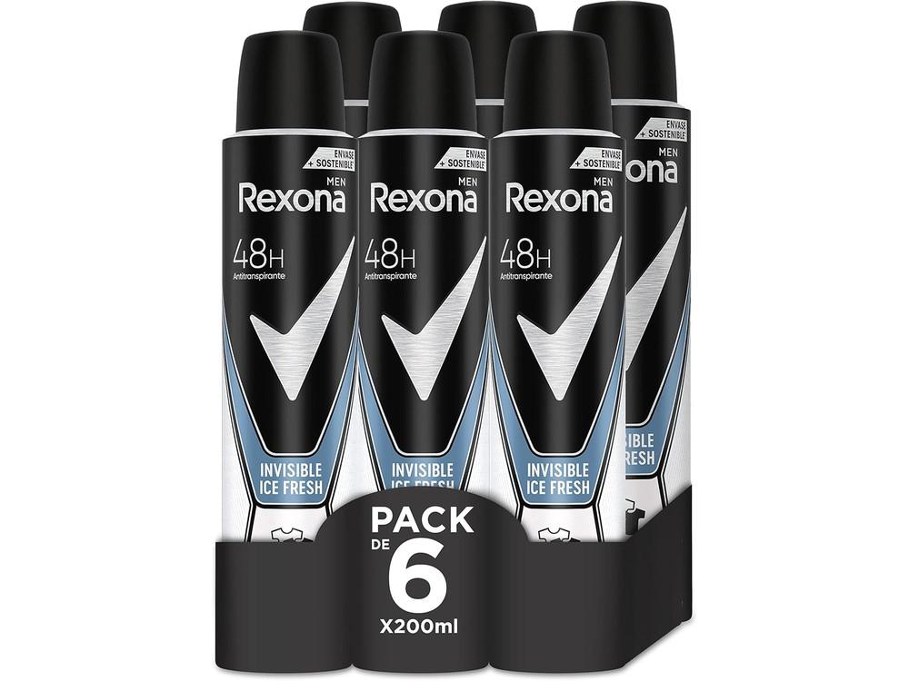 Pack de 6 desodorantes Rexona Invisible Ice 200 ml