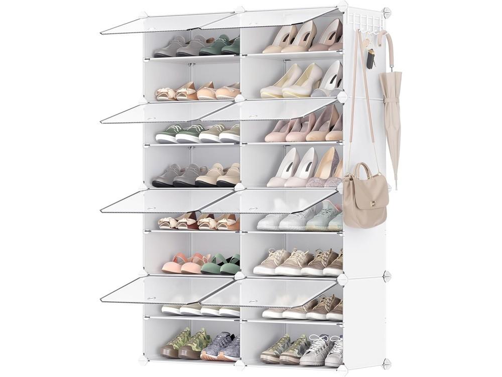 SONGMICS Mueble zapatero plástico 8 compartimentos 32 pares