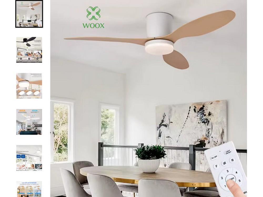 Ventilador de techo WOOX de madera con luz