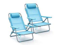 Rebaja! Pack de 2 sillas de playa reclinables plegables con reposacabezas a 42€