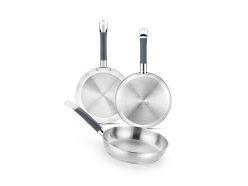 Preciazo Amazon! BRA Master set de 3 sartenes de acero inoxidable 18/10 sin antiadherente 20-24-28 cm a 46,9€