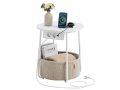 Descuento Amazon! Mesa auxiliar VASAGLE LILEA LET228W02 con enchufes y cesta a 23,9€