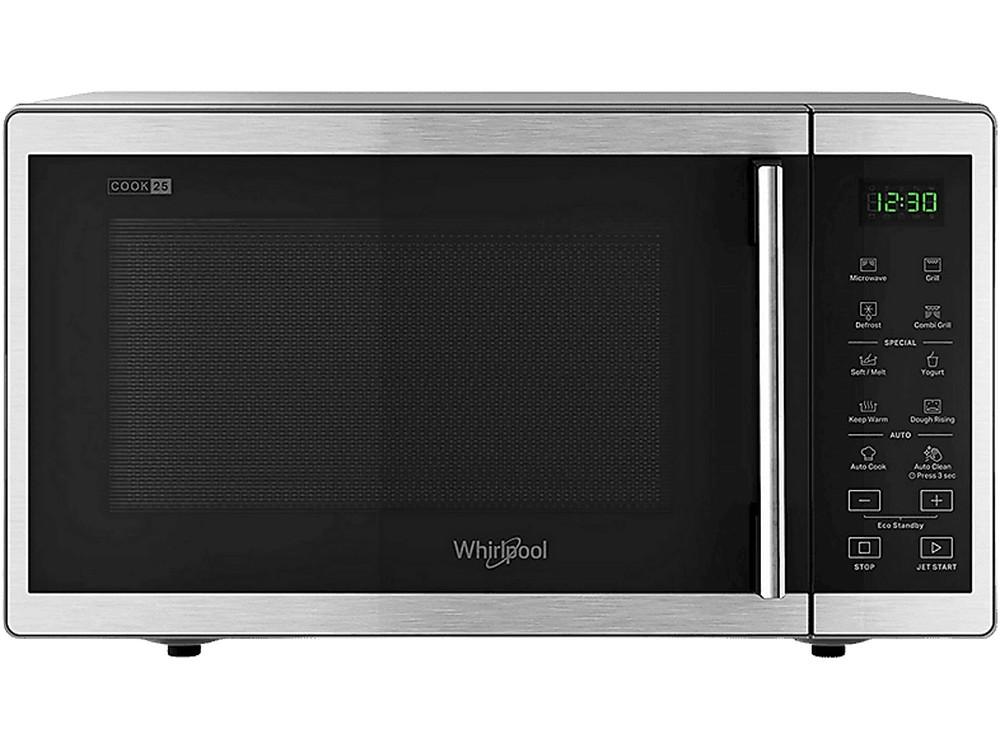 Microondas con grill Whirlpool MWP 253 SX sobre fondo blanco