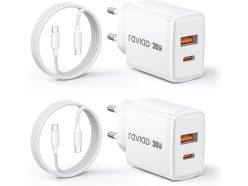 Descuento Amazon! Pack de 2 cargadores RAVIAD GaN de 30W con cables de 2 m a 12,79€