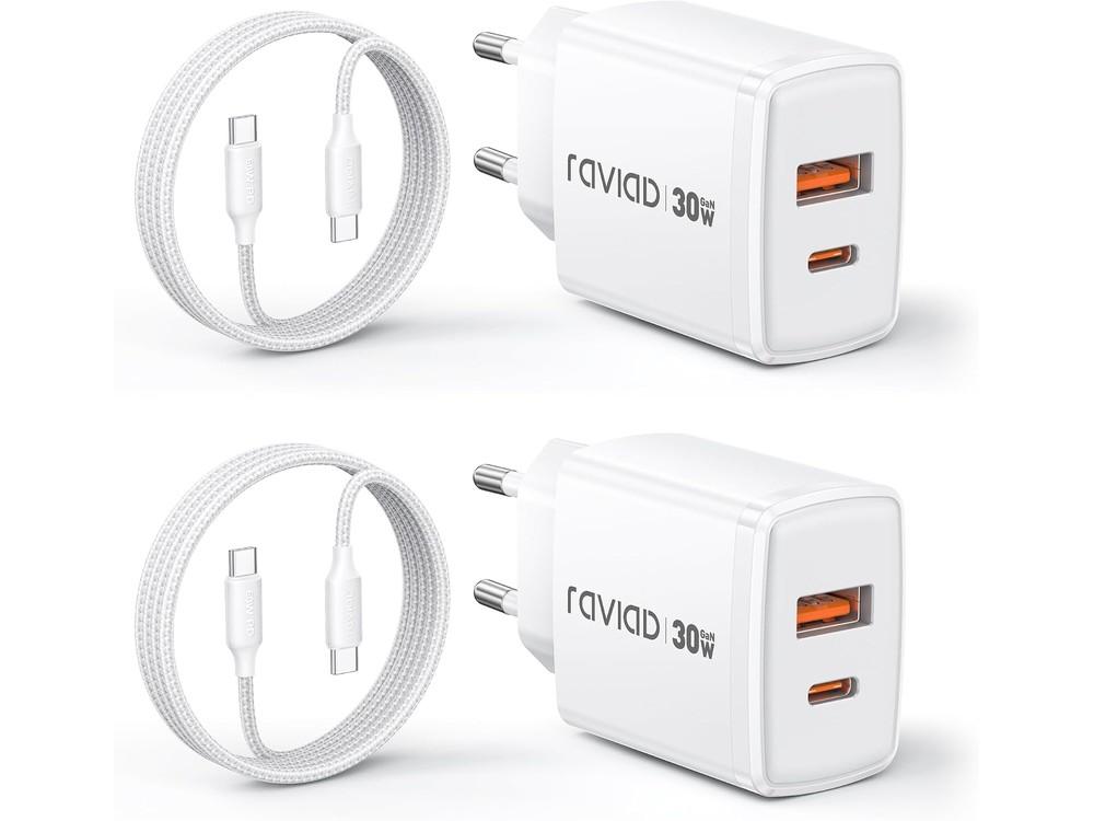 Pack de 2 cargadores RAVIAD GaN 30W