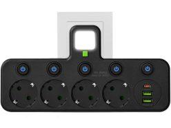 Ofertón Amazon! Regleta 8 en 1 con USB-C, carga de 17W y luz nocturna a 17,98€