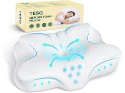 Rebaja Amazon! TESQ Almohada Cervical Ergonómica 2 en 1 de Espuma de Memoria y Altura Ajustable a 24,74€