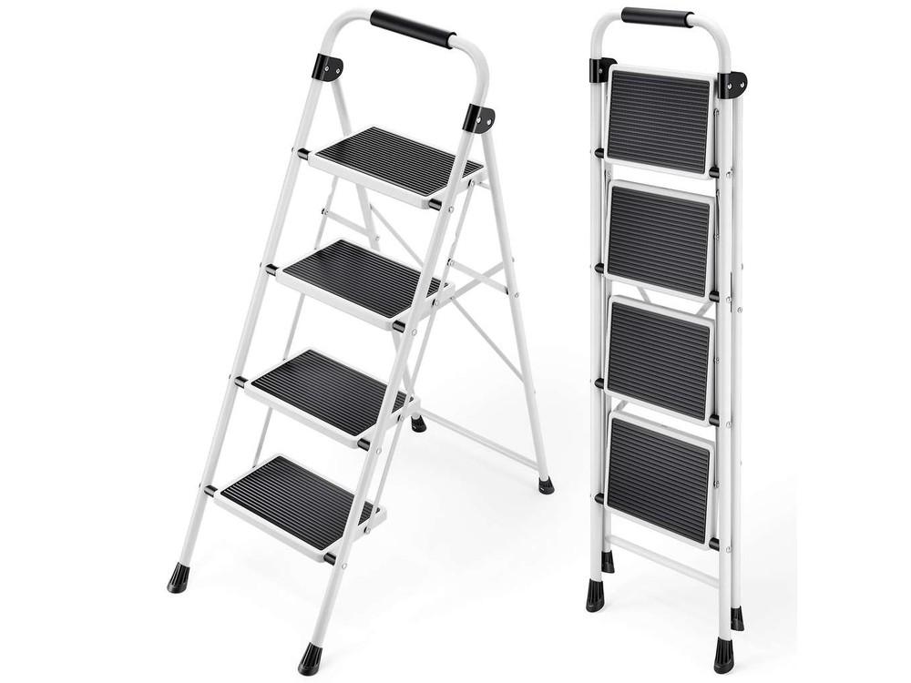 KINGRACK Escalera Plegable de 4 Peldaños