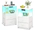 Coleshome mesitas de noche con enchufe, USB y luces LED